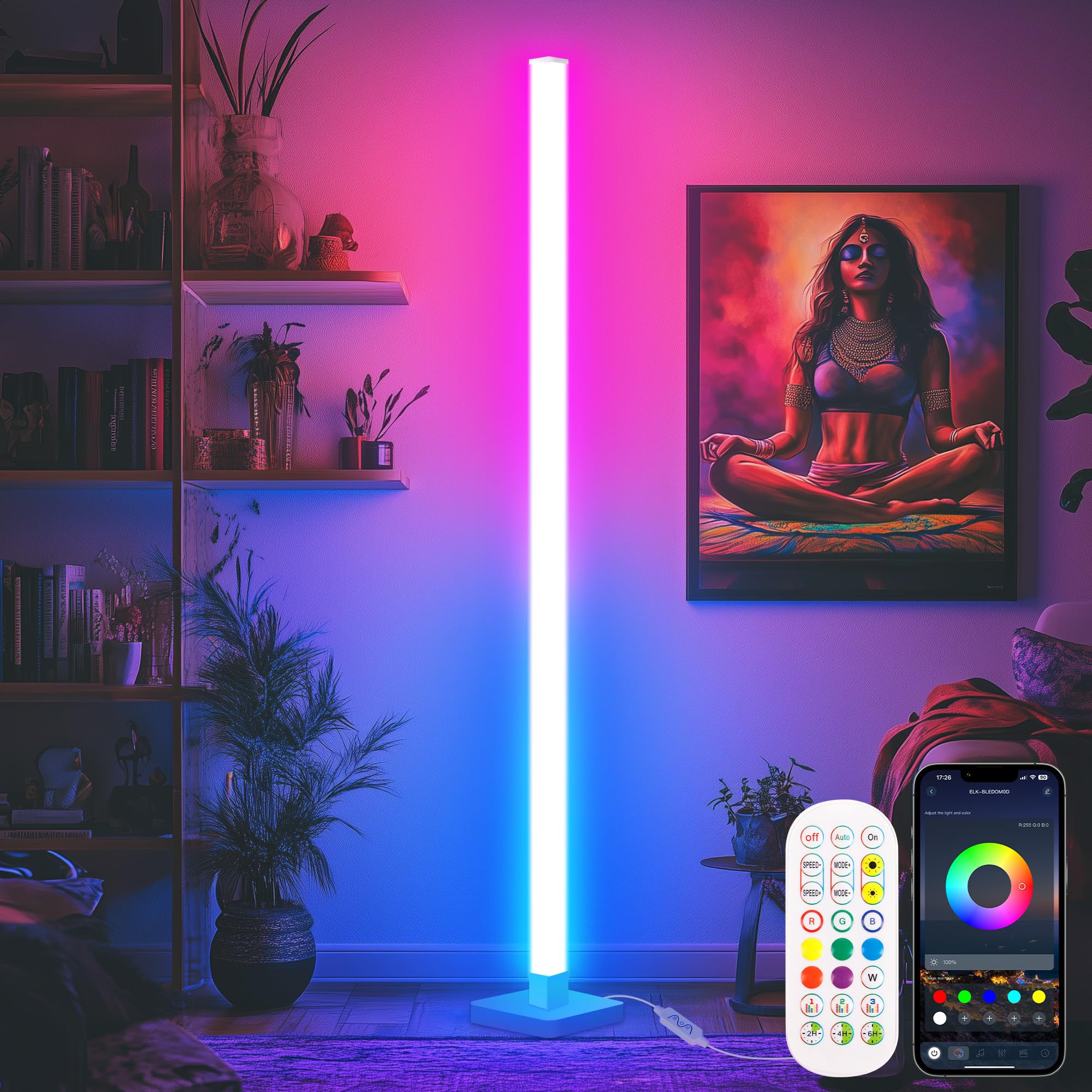 Flupuro ICRGB Corner Floor Lamp, DIY Floor Lamp with Music
